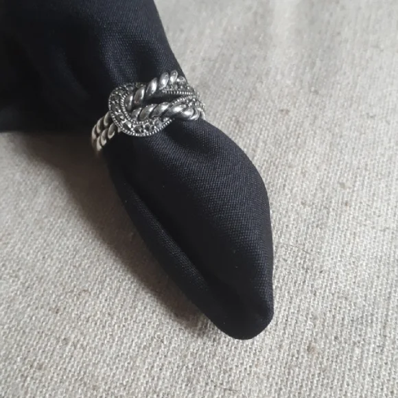 Marc Sterling Silver & Marcasite Twisted Rope Ring - Picture 7 of 9